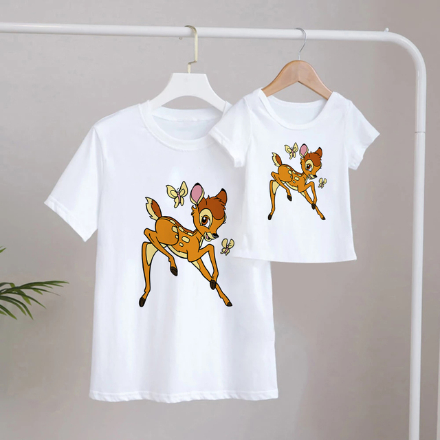 Koszulka graficzna Bambi i najlepsza przyjaciółka - moda streetwear dla rodzin z Disneyowską animacją (rękaw krótki) - Wianko - 7