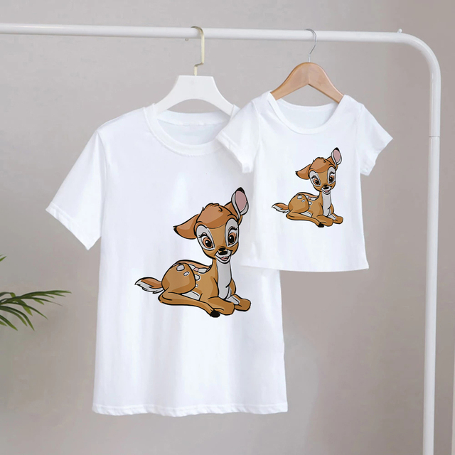 Koszulka graficzna Bambi i najlepsza przyjaciółka - moda streetwear dla rodzin z Disneyowską animacją (rękaw krótki) - Wianko - 22