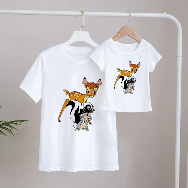 Koszulka graficzna Bambi i najlepsza przyjaciółka - moda streetwear dla rodzin z Disneyowską animacją (rękaw krótki) - Wianko - 17