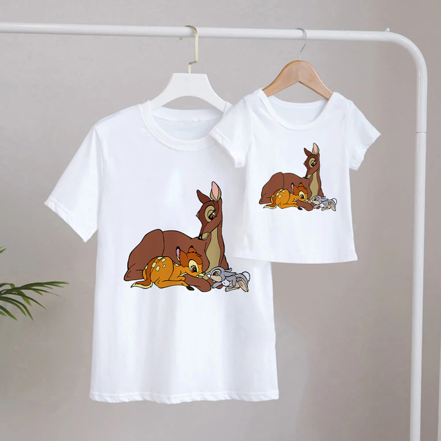 Koszulka graficzna Bambi i najlepsza przyjaciółka - moda streetwear dla rodzin z Disneyowską animacją (rękaw krótki) - Wianko - 13