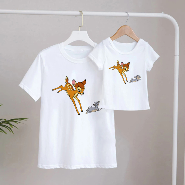 Koszulka graficzna Bambi i najlepsza przyjaciółka - moda streetwear dla rodzin z Disneyowską animacją (rękaw krótki) - Wianko - 14