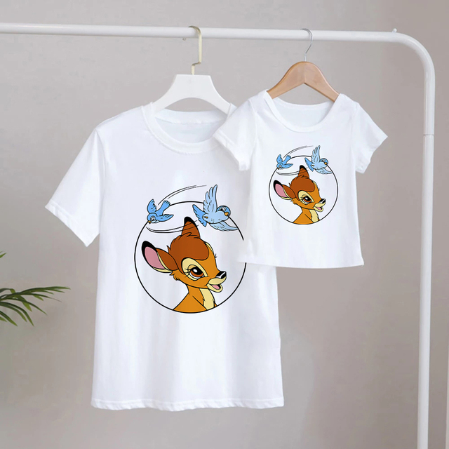 Koszulka graficzna Bambi i najlepsza przyjaciółka - moda streetwear dla rodzin z Disneyowską animacją (rękaw krótki) - Wianko - 12