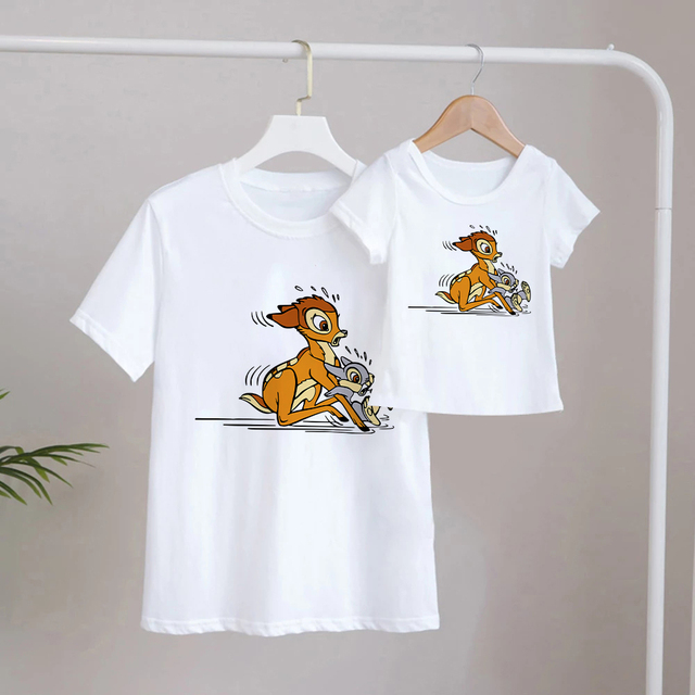 Koszulka graficzna Bambi i najlepsza przyjaciółka - moda streetwear dla rodzin z Disneyowską animacją (rękaw krótki) - Wianko - 15
