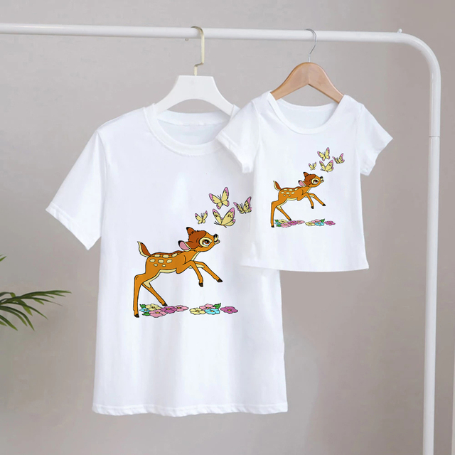 Koszulka graficzna Bambi i najlepsza przyjaciółka - moda streetwear dla rodzin z Disneyowską animacją (rękaw krótki) - Wianko - 11
