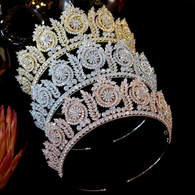 Korona królowej CZ z pałąkiem na głowę, tiara i korona ślubna wysokiej jakości - Wianko - 2