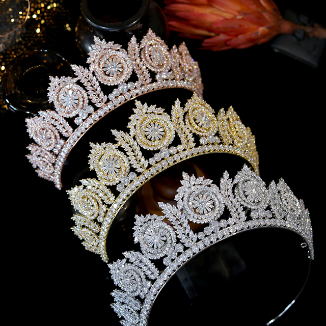 Korona królowej CZ z pałąkiem na głowę, tiara i korona ślubna wysokiej jakości - Wianko - 3