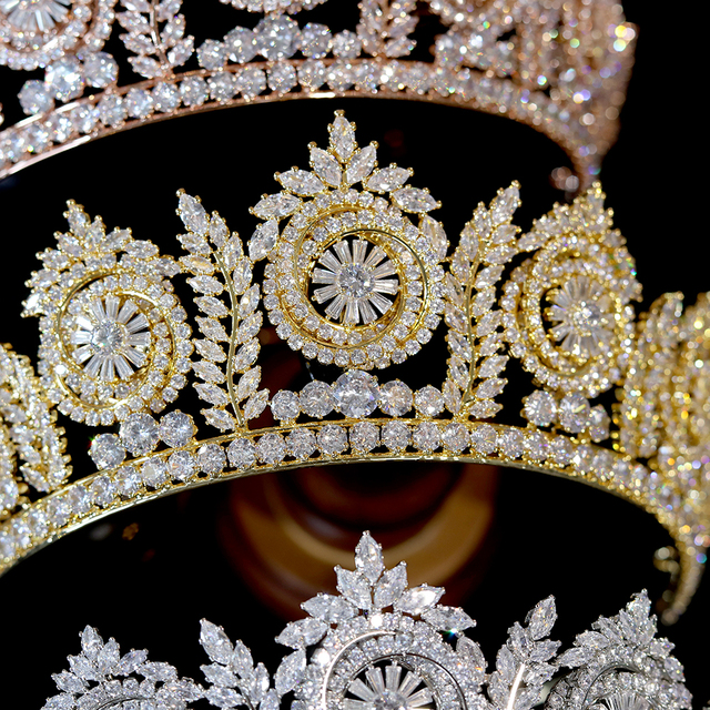Korona królowej CZ z pałąkiem na głowę, tiara i korona ślubna wysokiej jakości - Wianko - 6