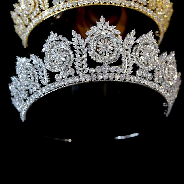 Korona królowej CZ z pałąkiem na głowę, tiara i korona ślubna wysokiej jakości - Wianko - 7