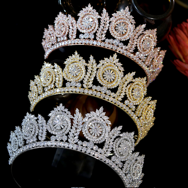 Korona królowej CZ z pałąkiem na głowę, tiara i korona ślubna wysokiej jakości - Wianko - 4