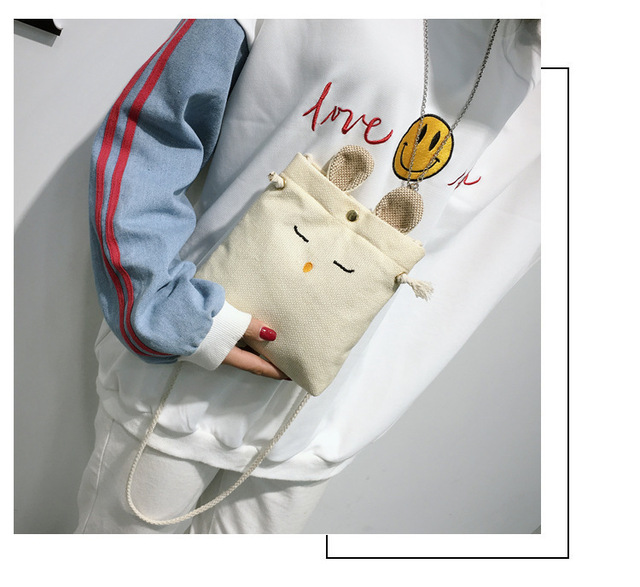 Moda: małe torby typu Crossbody dla kobiet - Mini płótno słodkie ucho ramię torba dla dziewczyny - Wianko - 6
