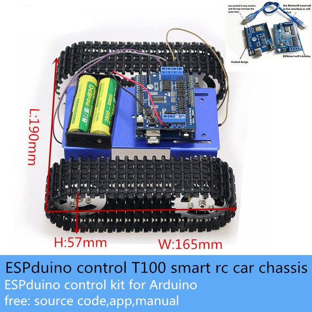 Inteligentny zestaw podwozia samochodowego 2WD T100 z kontrolą ESPduino - DIY dla Arduino, 2-Way Motor i 16-sposób serwonapęd - Wianko - 1