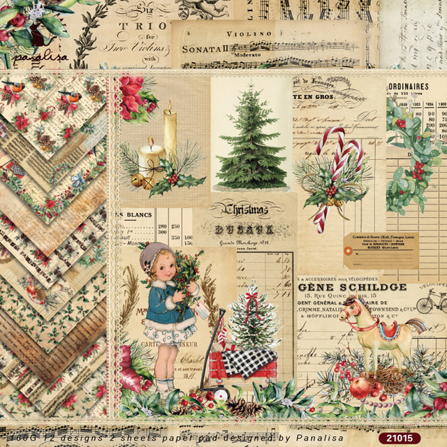 Papier do scrapbookingu Vintage Chzimade - 12 arkuszy z różami - Craft papier dekoracyjny tło - Wianko - 1