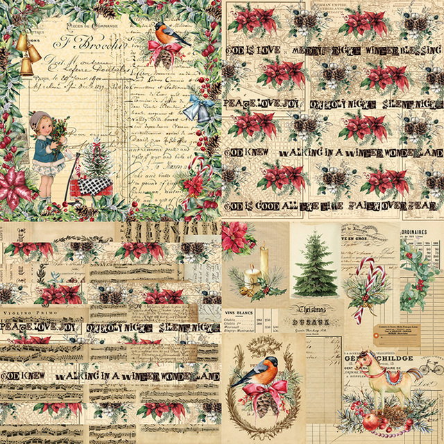 Papier do scrapbookingu Vintage Chzimade - 12 arkuszy z różami - Craft papier dekoracyjny tło - Wianko - 2