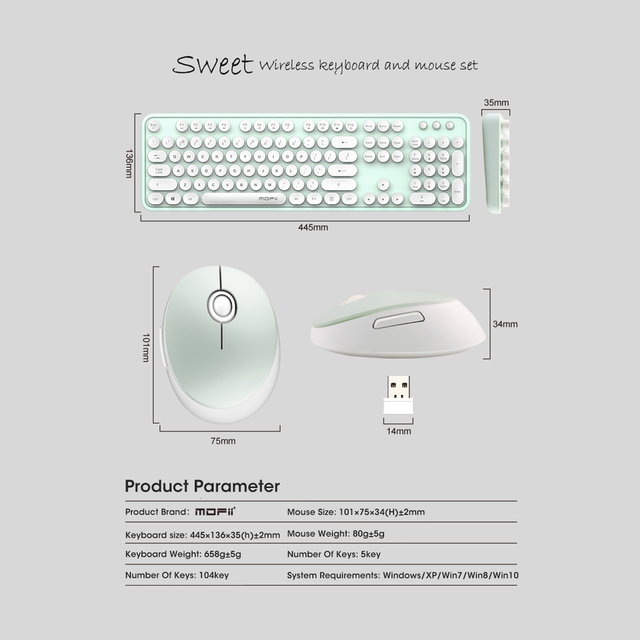Bezprzewodowy zestaw klawiatury i myszy ergonomicznej Set Pink z mechaniczną klawiaturą podświetlaną, 104 klawisze, do gier na PC i laptopa - Wianko - 9