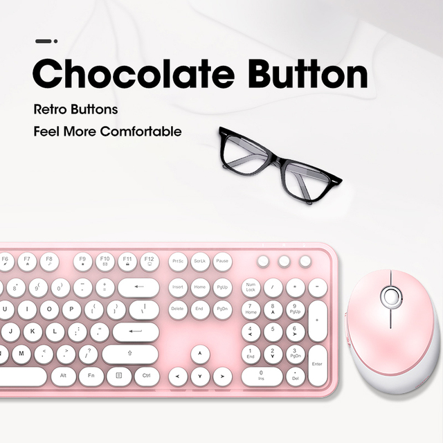 Bezprzewodowy zestaw klawiatury i myszy ergonomicznej Set Pink z mechaniczną klawiaturą podświetlaną, 104 klawisze, do gier na PC i laptopa - Wianko - 8