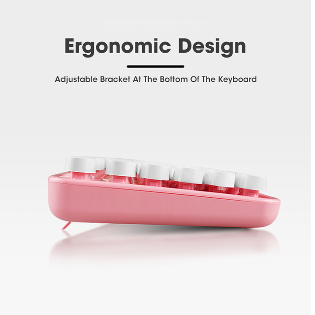 Bezprzewodowy zestaw klawiatury i myszy ergonomicznej Set Pink z mechaniczną klawiaturą podświetlaną, 104 klawisze, do gier na PC i laptopa - Wianko - 3