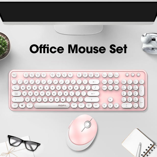 Bezprzewodowy zestaw klawiatury i myszy ergonomicznej Set Pink z mechaniczną klawiaturą podświetlaną, 104 klawisze, do gier na PC i laptopa - Wianko - 6