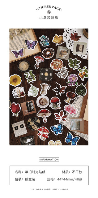 46 sztuk naklejek z motylkami i roślinami w stylu Ins - idealne do Scrapbookingu, Bullet Journal oraz dekoracji. Estetyczne i urocze naklejki papiernicze - Wianko - 2