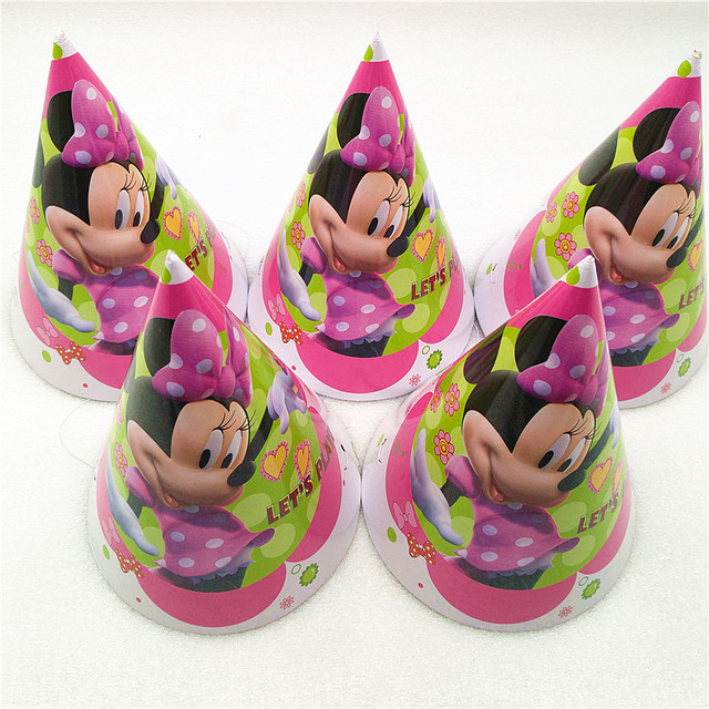 Jednorazowe naczynia na imprezę - Dekoracje na urodziny z myszką Minnie, właściwe do Baby Shower, w kolorach różowym, czerwonym i złotym - Wianko - 11