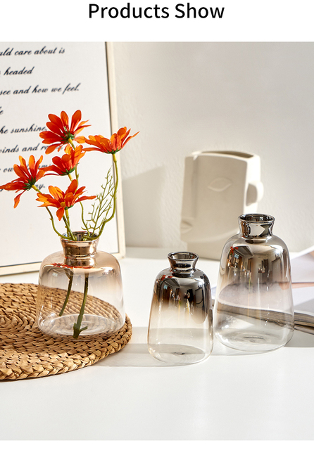 Nordic szklany wazon gradientowy złoty - dekoracja suszonych kwiatów i roślin, wazon hydroponiczny - Wianko - 4