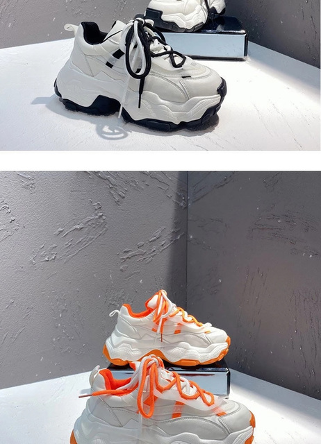 Kobiece buty do biegania 2021 z grubymi podeszwami i platformą, oddychające, białe - Wianko - 18