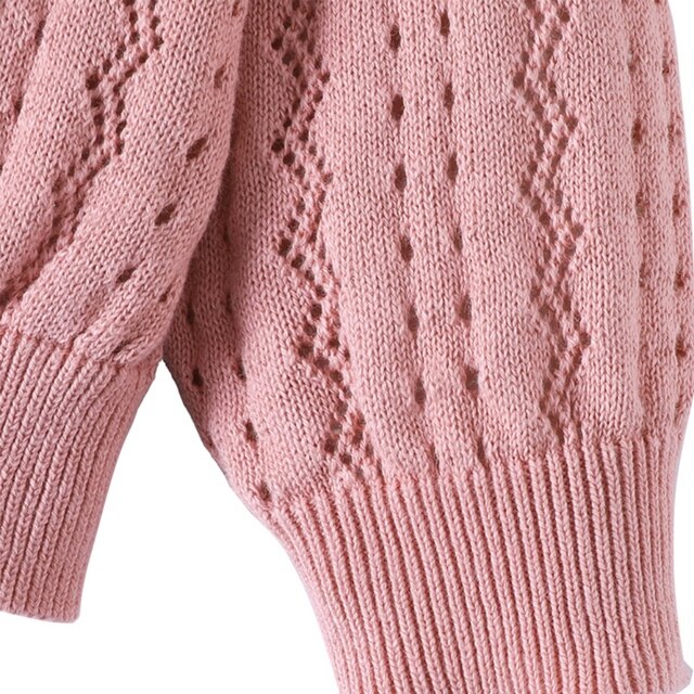 Hollow dziecięcy sweter dziergany długi płaszcz z rękawami i szalikiem dla dziewcząt - Wianko - 9