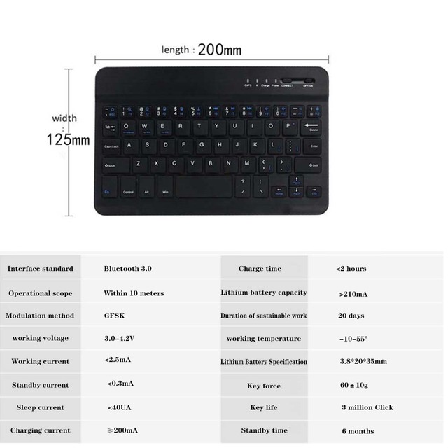 Przenośna klawiatura Bluetooth do Samsung Galaxy Note 8.0/Tab 7.0/Tab E/Tab Pro 8.4 /Tab 2/Tab 3 8/Tab 4 Tablet klawiatura do laptopa - Wianko - 21
