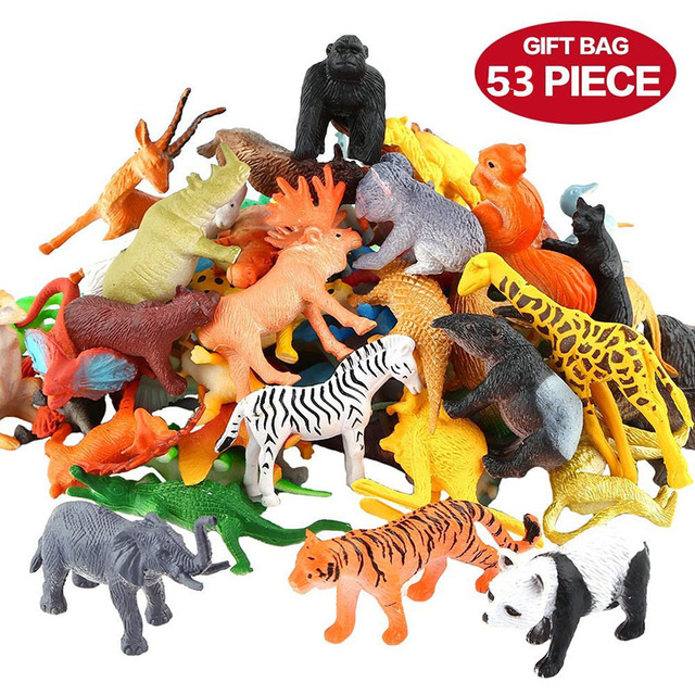 Zestaw 53 sztuk zabawek w kształcie zwierzątek - mini dżungla, dinozaury, dzikie zwierzęta - zabawki edukacyjne związane z biologią - Wianko - 4