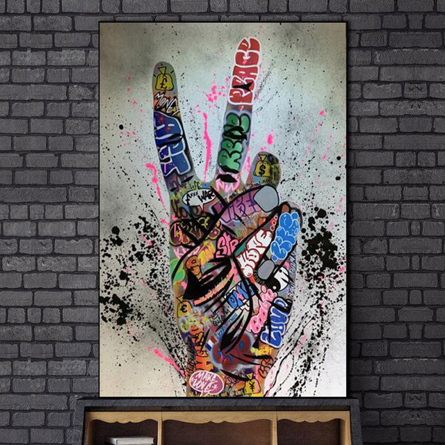 Ręcznie malowany plakat na płótnie - Abstrakcyjne Graffiti Street Art Lover dla salonu - Wianko - 5
