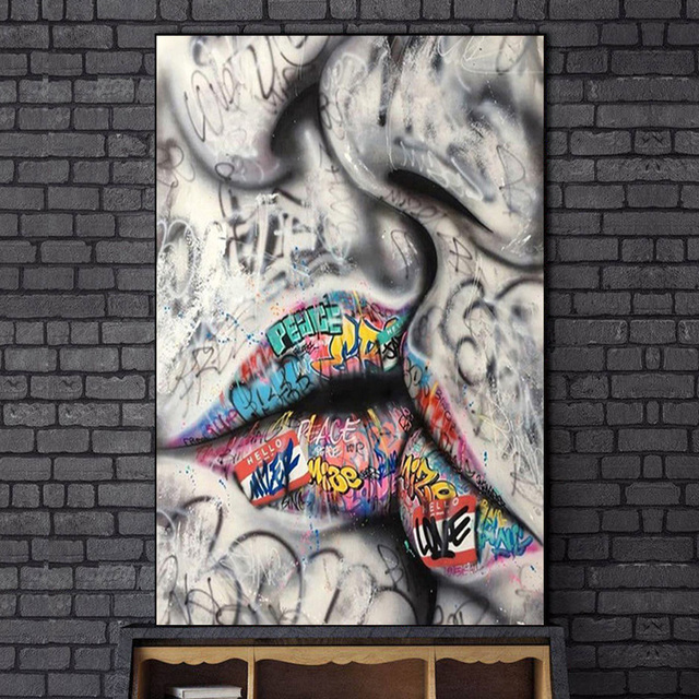 Ręcznie malowany plakat na płótnie - Abstrakcyjne Graffiti Street Art Lover dla salonu - Wianko - 4