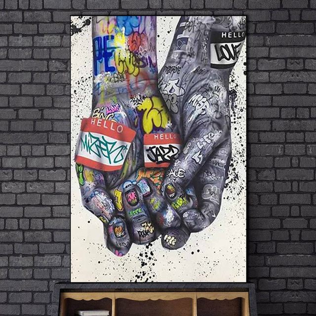 Ręcznie malowany plakat na płótnie - Abstrakcyjne Graffiti Street Art Lover dla salonu - Wianko - 6