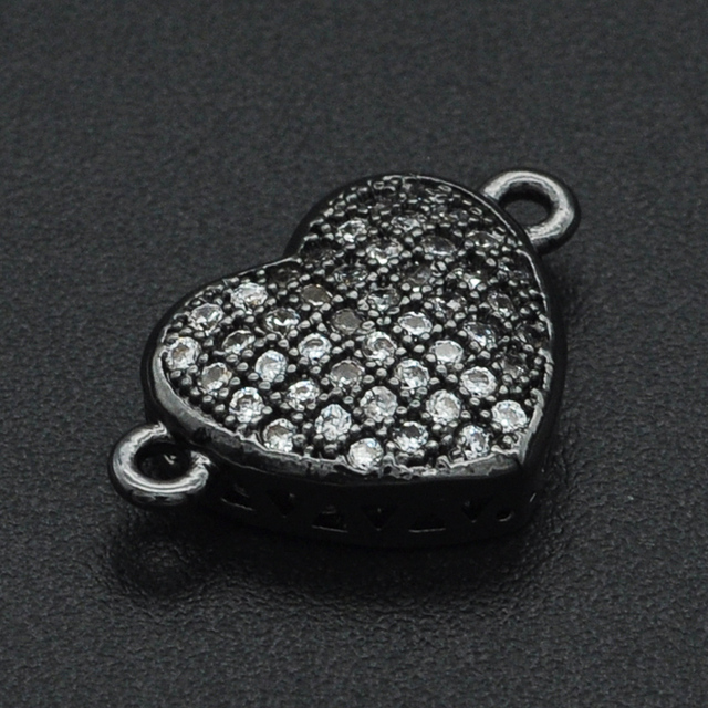 Skrzydła bransoletki DIY z 100% CZ cyrkonu 11x16mm, złącza w kształcie serca, hurtowa sprzedaż od producenta - Wianko - 11