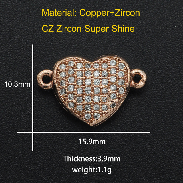 Skrzydła bransoletki DIY z 100% CZ cyrkonu 11x16mm, złącza w kształcie serca, hurtowa sprzedaż od producenta - Wianko - 9