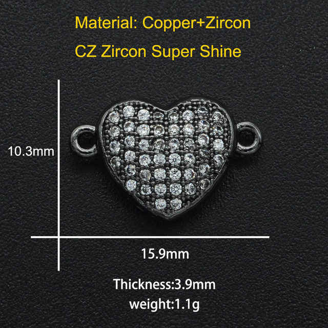 Skrzydła bransoletki DIY z 100% CZ cyrkonu 11x16mm, złącza w kształcie serca, hurtowa sprzedaż od producenta - Wianko - 12