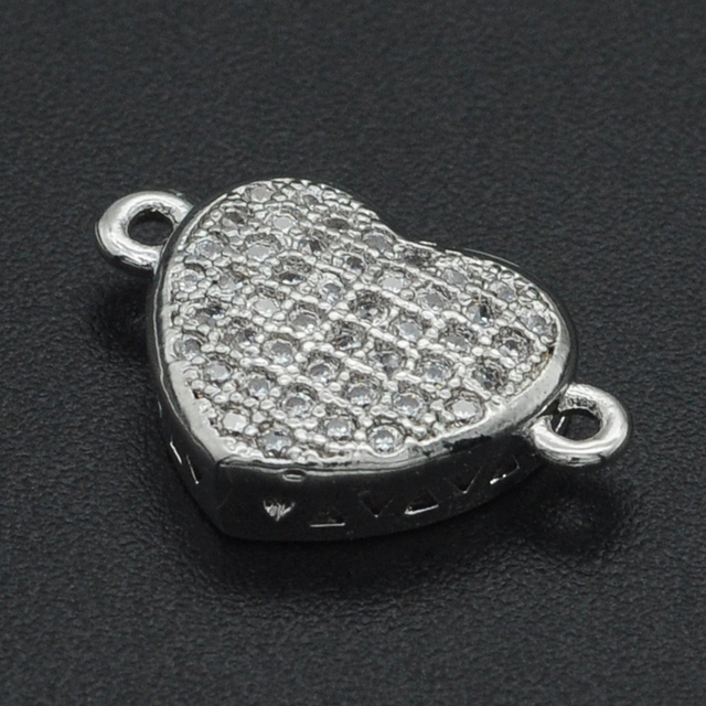 Skrzydła bransoletki DIY z 100% CZ cyrkonu 11x16mm, złącza w kształcie serca, hurtowa sprzedaż od producenta - Wianko - 2