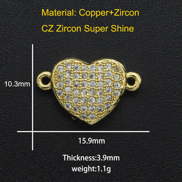 Skrzydła bransoletki DIY z 100% CZ cyrkonu 11x16mm, złącza w kształcie serca, hurtowa sprzedaż od producenta - Wianko - 6