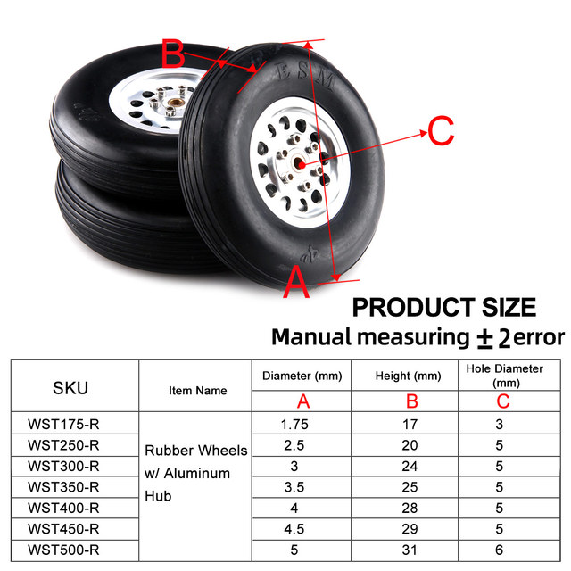 Gumowe koło z 1.75-4.5 aluminiową piastą do RC modelu samolotu i robota DIY - Wianko - 3