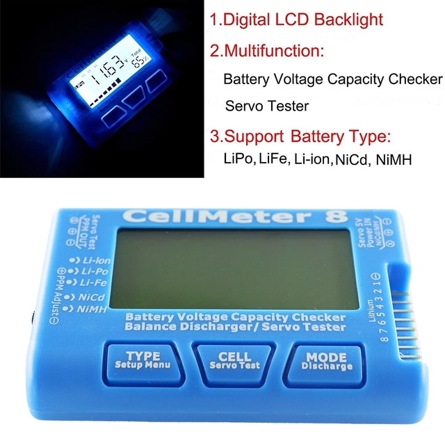 Miernik napięcia RC CellMeter-8 1-8S dla akumulatorów LiPo, Li-lon i NiMH - Wianko - 3