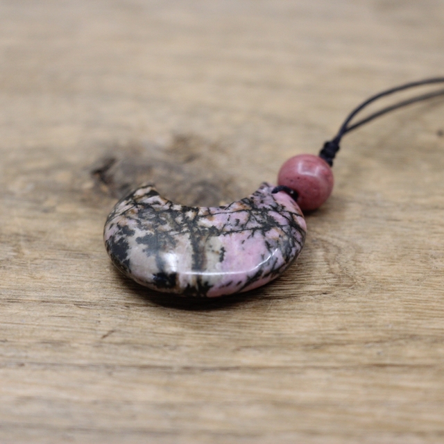Wisiorek naszyjnik z naturalnym kamieniem crescence Moon - biżuteria uzdrawiająca z kryształem ametystowym, labradorytem, amazonitem i różowym kwarcem - Wianko - 7