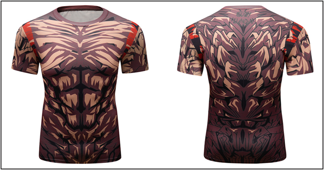 Męska kompresyjna koszulka treningowa z krótkim rękawem - Quick Dry, do biegania, Crossfit, sport, jogging, t-shirt - Wianko - 7