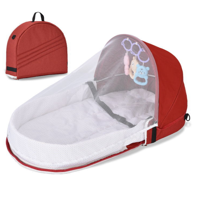 Łóżeczko ochronne dla niemowląt 0-12 miesięcy z przenośną moskitierą i oddychającym śpiworem - Wianko - 11
