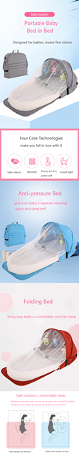 Łóżeczko ochronne dla niemowląt 0-12 miesięcy z przenośną moskitierą i oddychającym śpiworem - Wianko - 2
