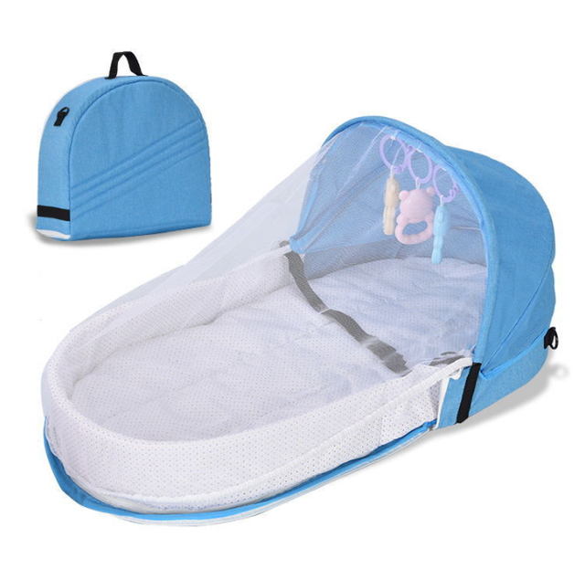 Łóżeczko ochronne dla niemowląt 0-12 miesięcy z przenośną moskitierą i oddychającym śpiworem - Wianko - 9
