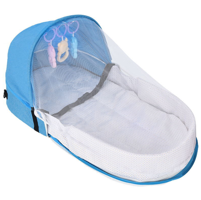 Łóżeczko ochronne dla niemowląt 0-12 miesięcy z przenośną moskitierą i oddychającym śpiworem - Wianko - 8