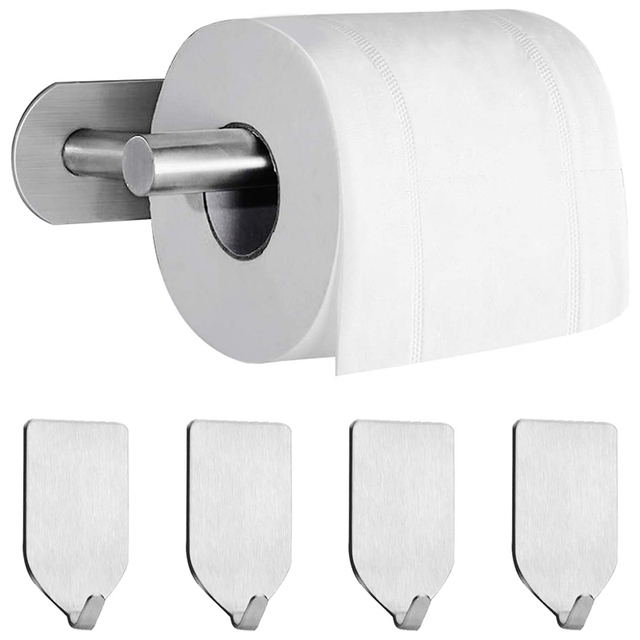 Samoprzylepny uchwyt na papier toaletowy bez wiercenia, z 4 sztukami - Wianko - 1