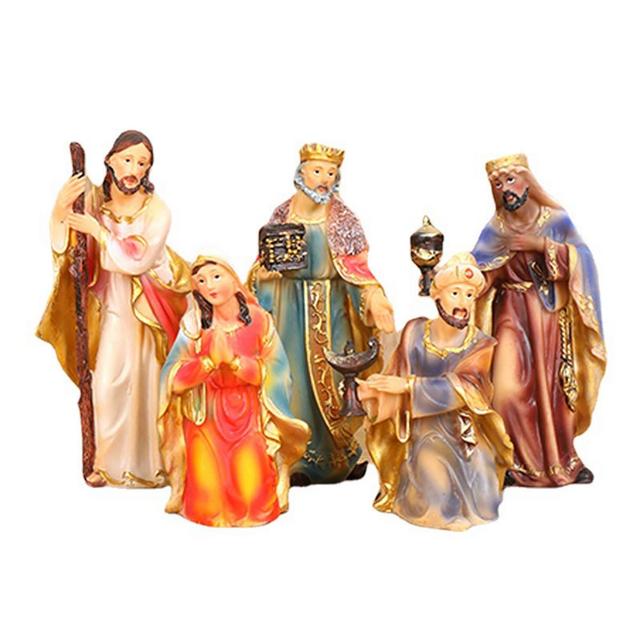 Posąg Chrystusa Narodzenia w zestawie 11 sztuk - dekoracyjny ornament żłóbka Manger z sceną bożonarodzeniową - Wianko - 3
