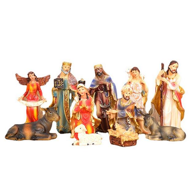 Posąg Chrystusa Narodzenia w zestawie 11 sztuk - dekoracyjny ornament żłóbka Manger z sceną bożonarodzeniową - Wianko - 4