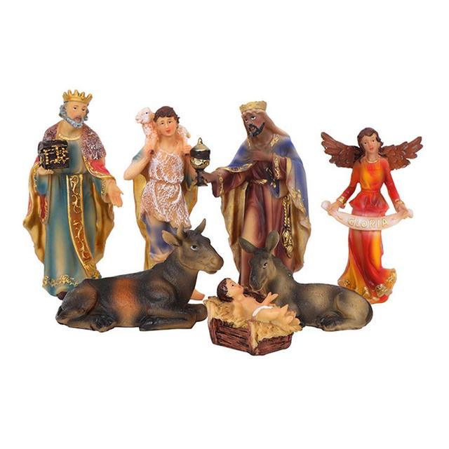 Posąg Chrystusa Narodzenia w zestawie 11 sztuk - dekoracyjny ornament żłóbka Manger z sceną bożonarodzeniową - Wianko - 6