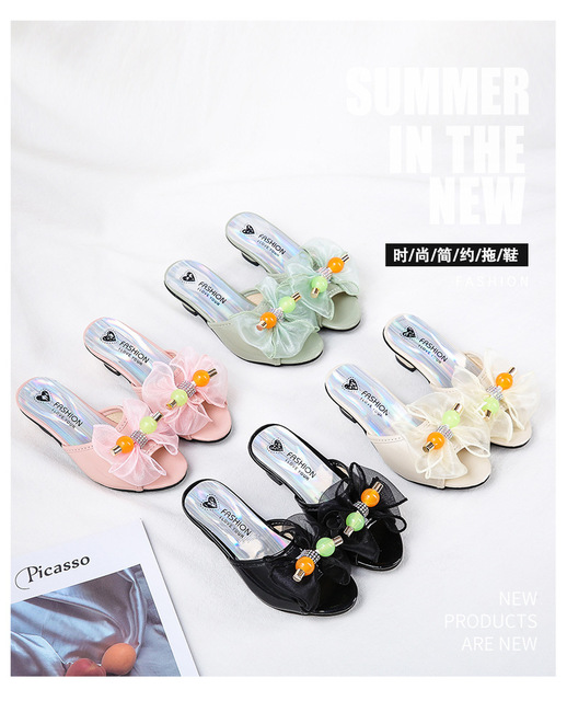 Modne, niskie obcasy koreańskie sandały dziecięce dla dziewczynek - Słodka Księżniczka, skórzane obuwie z opaską - Wianko - 4