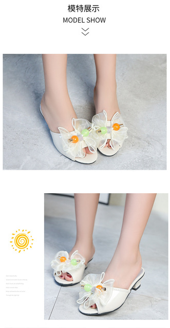 Modne, niskie obcasy koreańskie sandały dziecięce dla dziewczynek - Słodka Księżniczka, skórzane obuwie z opaską - Wianko - 5